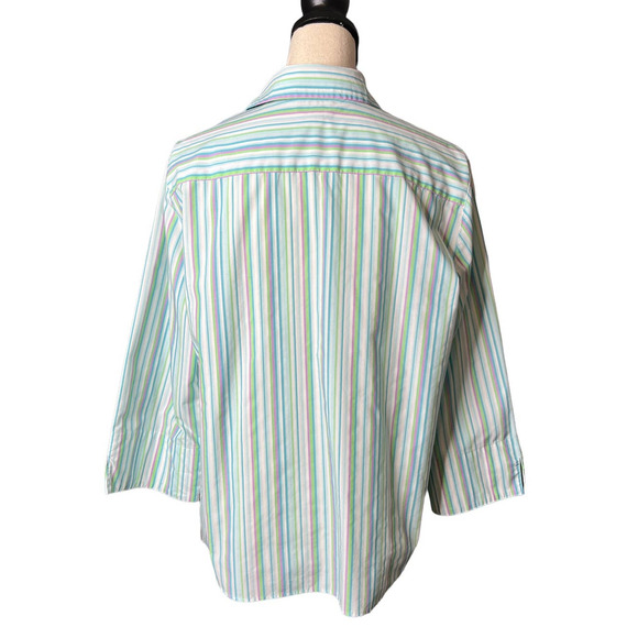 Westbound Petites Wrinkle Free Blouse in Multicolored Stripes Size 16 Petite - Picture 3 of 5